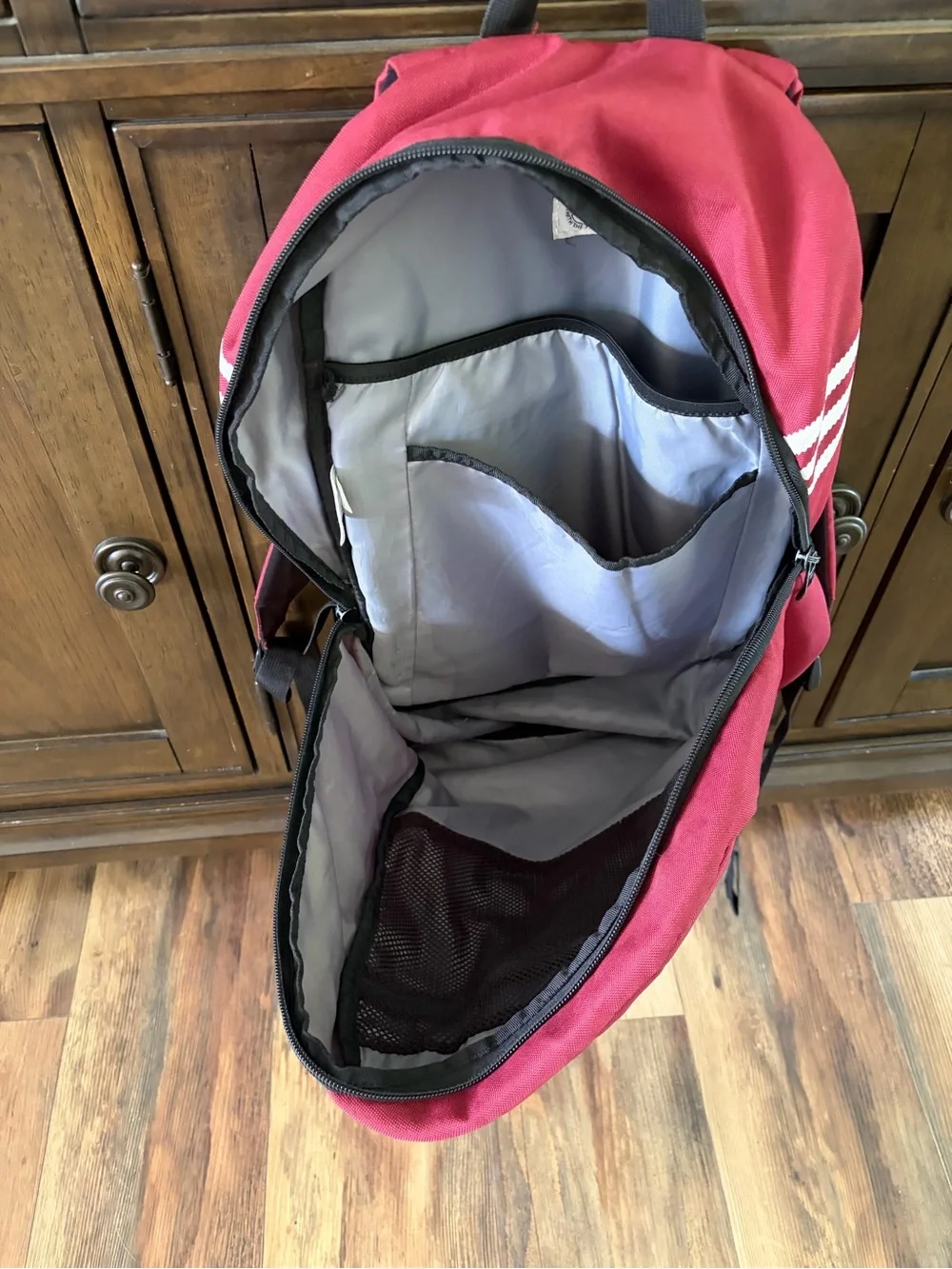 adidas Burgundy Backpack with Black Trim and Trefoil Patch